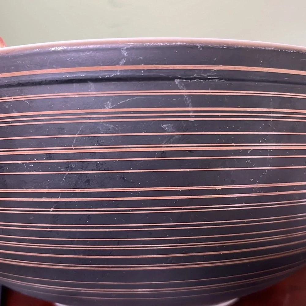 MCM 1964 Pyrex Terra Matte Black/Brown Striped 4 Qt Nesting Mixing Bowl #404